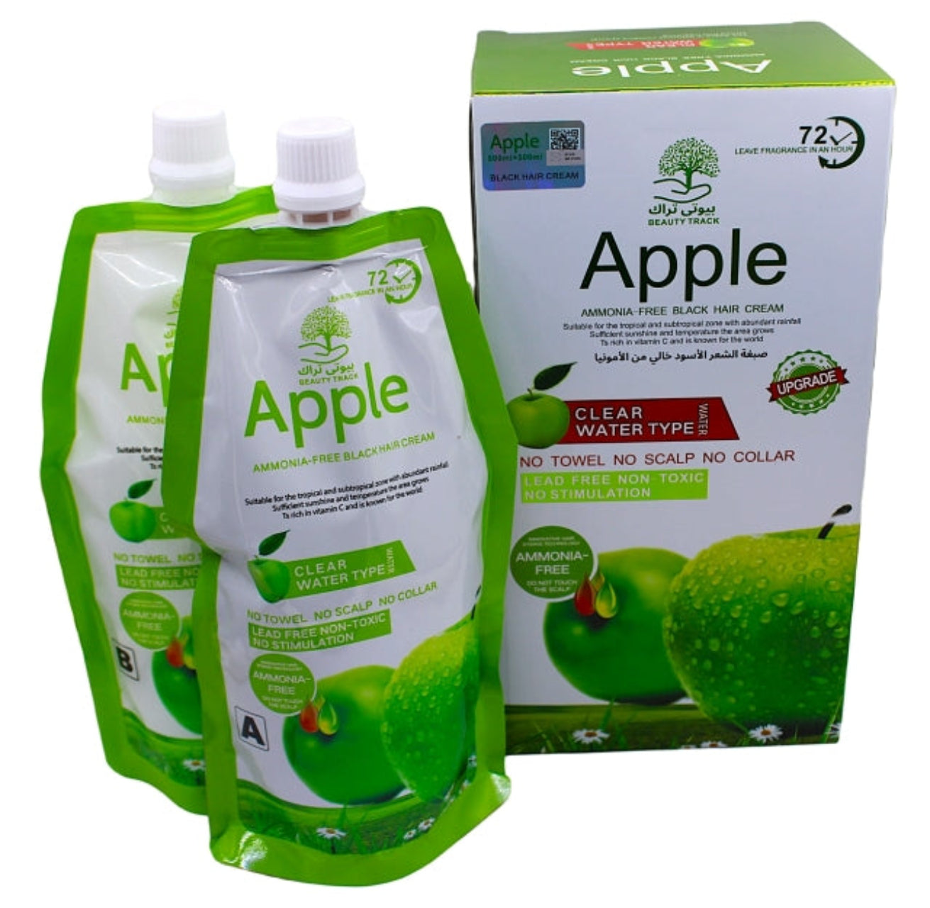 Beauty Track Apple Hair Color Cream , Clear Water Type, Ammonia-Free, 500ml+500ml