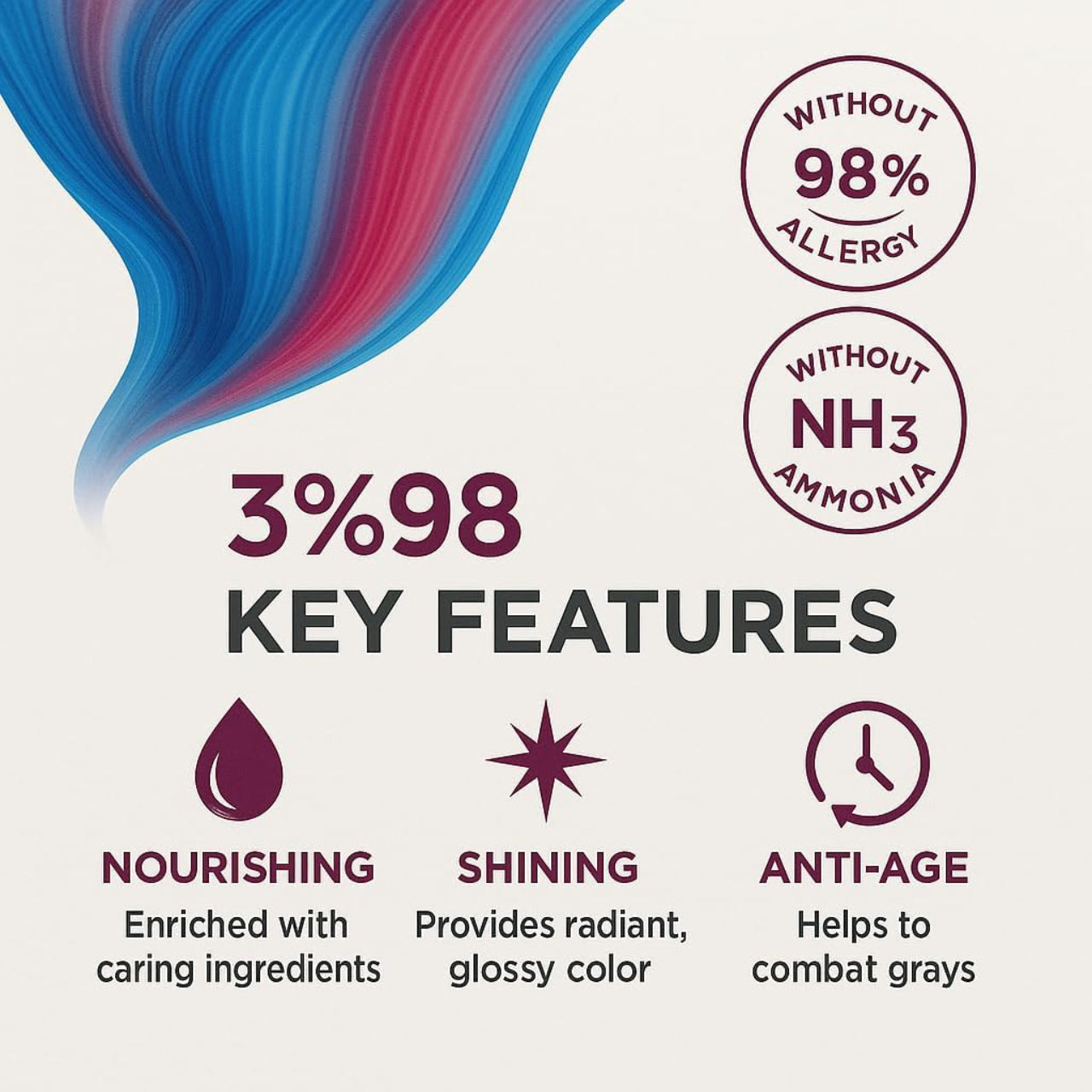 ING Hair Coloring Cream, Natural Black 500ml + 500ml, Dye glow Hair Color, Ammonia free