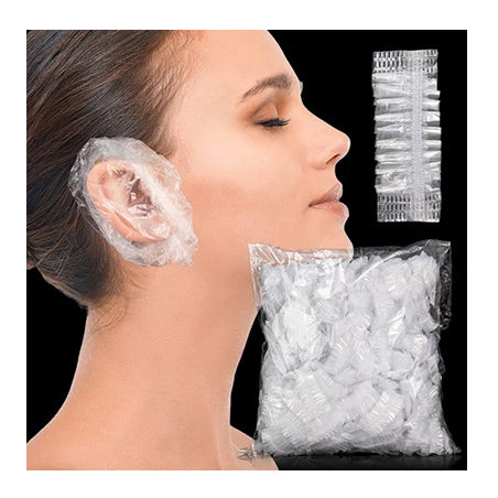 Disposable Ear Caps (100pcs) – Hygienic, waterproof, and easy to use. Perfect for salon, spa, or home hair treatments. Keeps ears clean and protected during coloring or washing