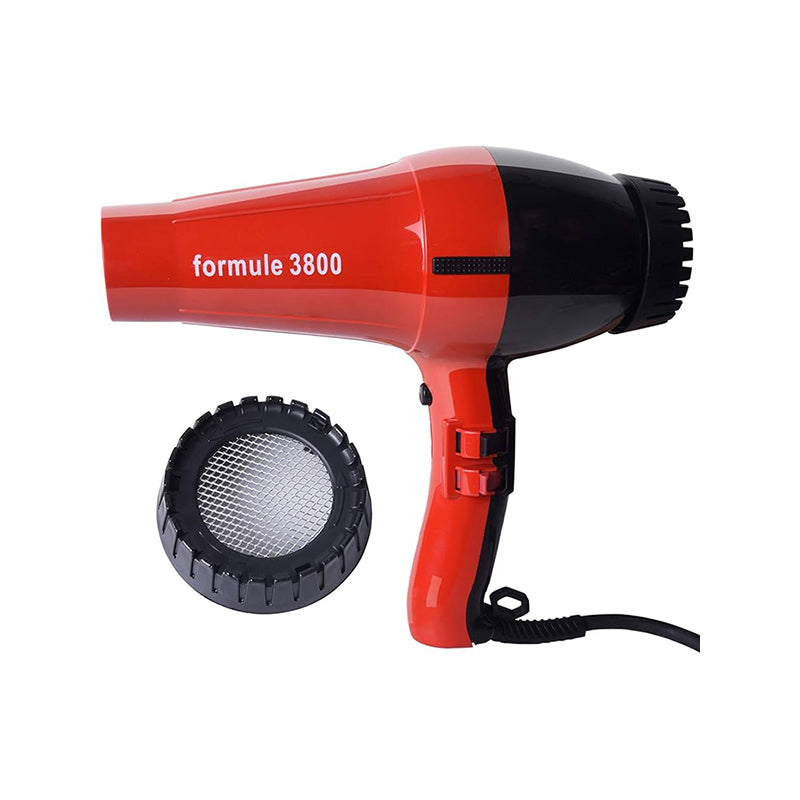 Formule 3800 Professional Hair Dryer with Diffuser Attachment, Red and Black