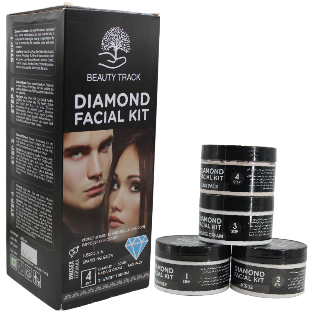 Beauty Track Diamond Facial Kit 1100g is designed to provide a comprehensive skincare solution for achieving radiant and glowing skin.