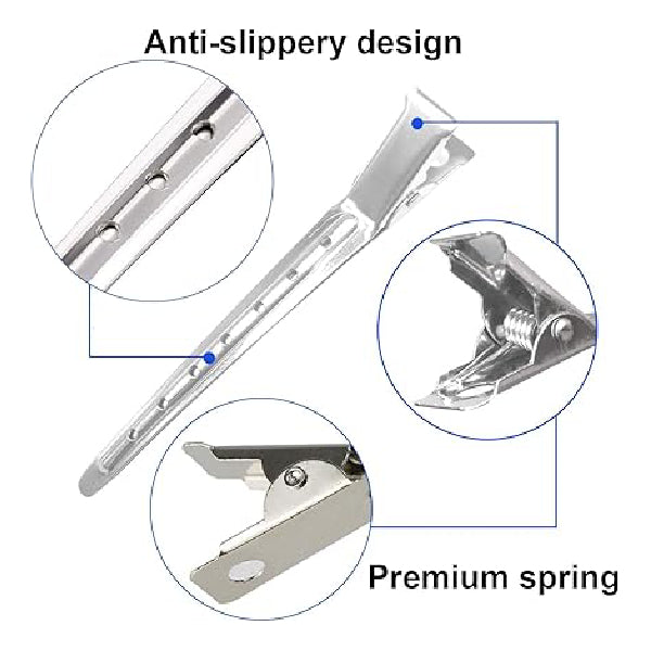 3.5 Inches Stainless Steel Duckbill Mouth Clips Alligator Blow dry Clips, Hair Sectioning Hairpins Salon Dying Styling Tools
