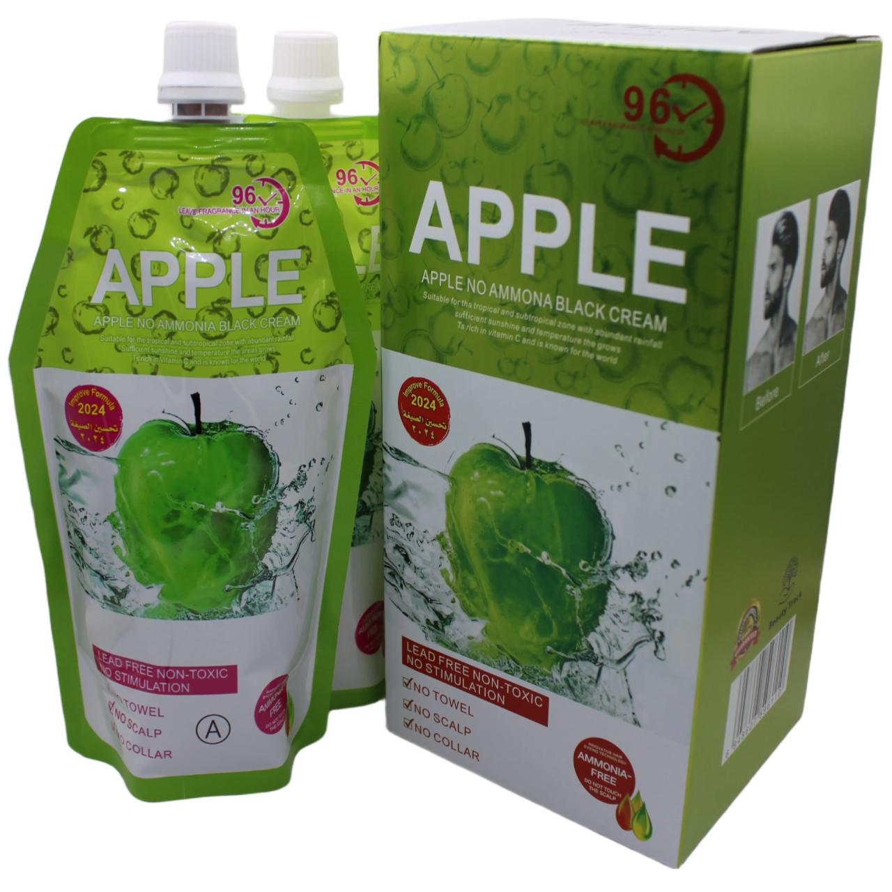 Beauty Track Apple Hair Color Cream 96 is an ammonia-free, non-toxic hair dye designed to provide a natural black hair color while protecting and nourishing your hair. 500ml+500ml ,ensuring you have enough for multiple applications. Improve Formula 2024